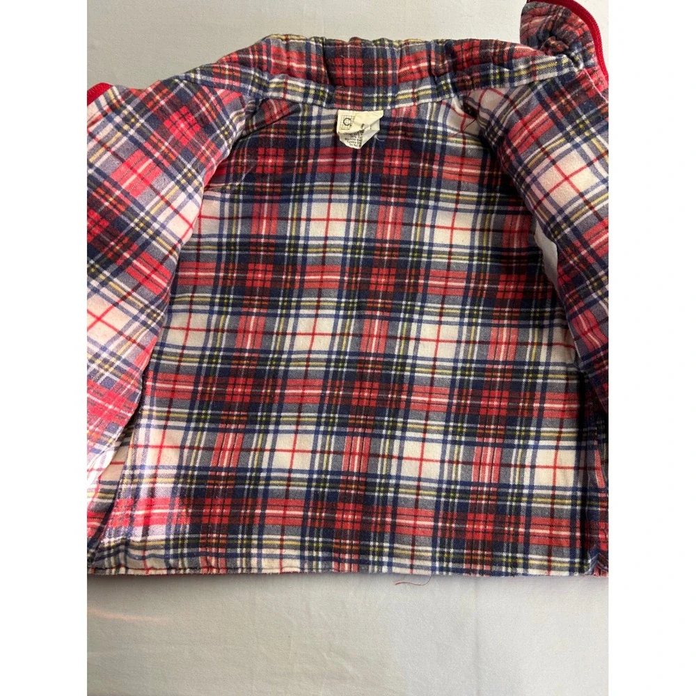 Vintage Cheryl's Own Design Kids Red Puffer Vest Plaid Lined Size 6